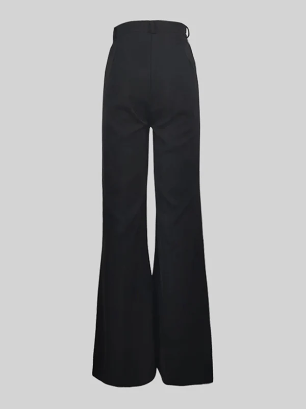 Loose Wide Leg High-Waisted Solid Color Pants Trousers - Image 4