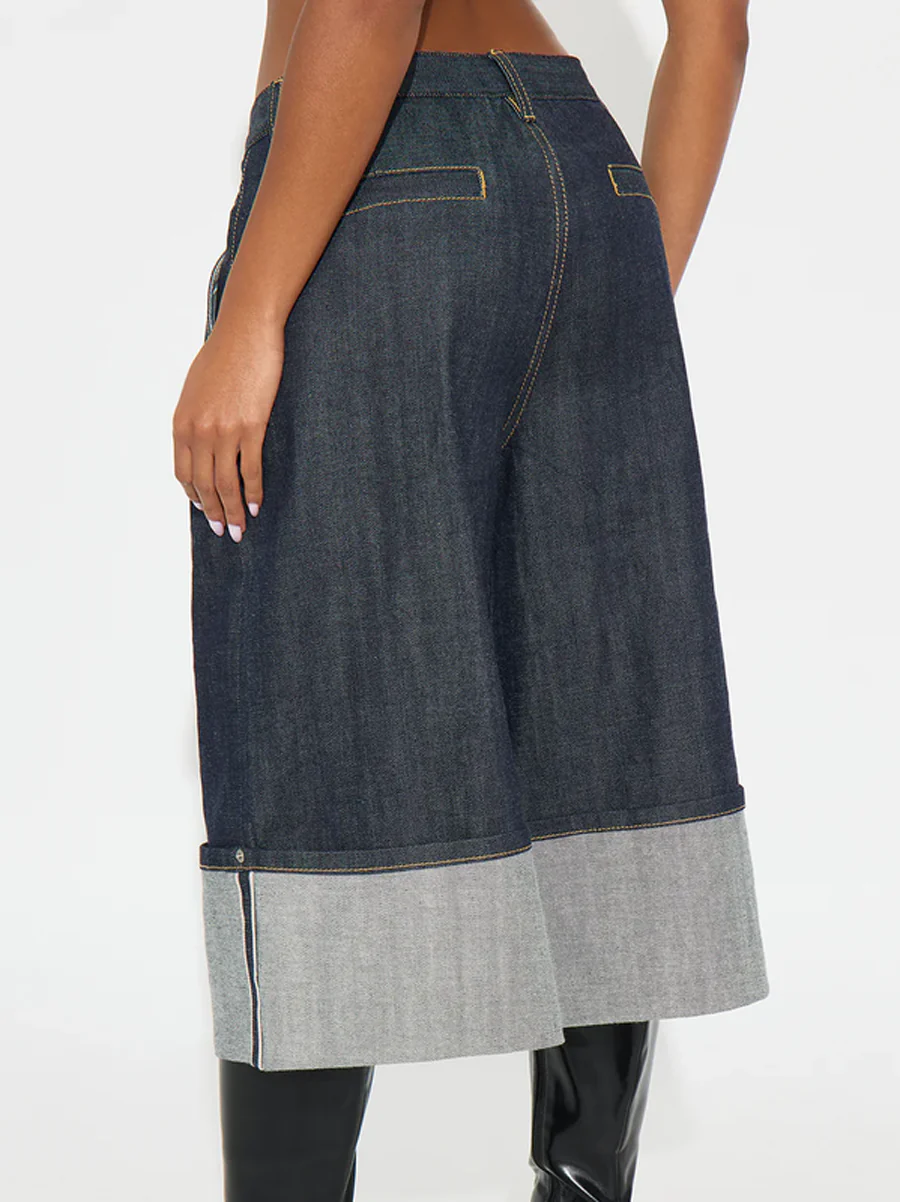 Loose Wide Leg Pleated Pockets Jean Pants Bottoms - Image 5