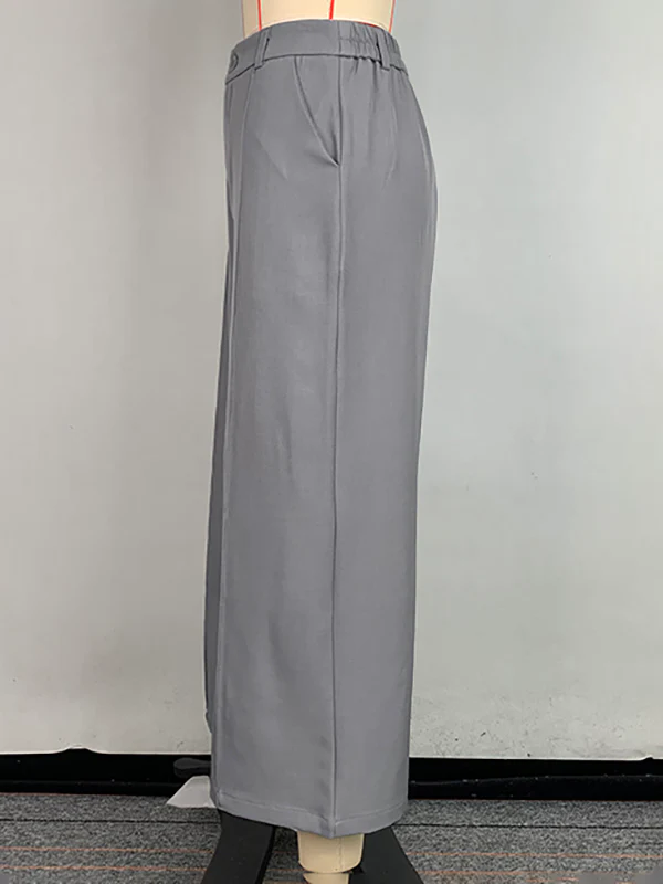 Loose Wide Leg Pockets Solid Color Ninth Pants Trousers - Image 6