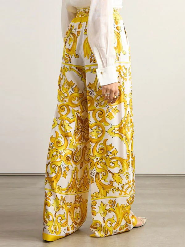 Loose Wide Leg Printed Casual Pants Bottoms Trousers - Image 3
