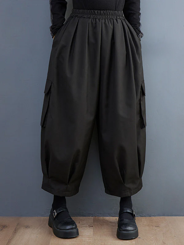 Loose Wide Leg Solid Color Casual Pants Bottoms - Image 2