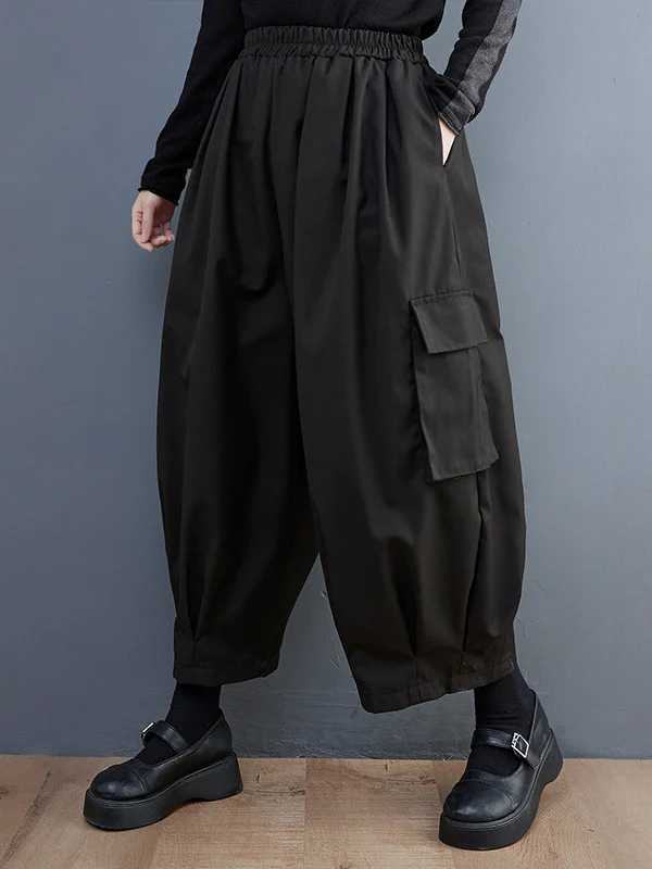 Loose Wide Leg Solid Color Casual Pants Bottoms - Image 3