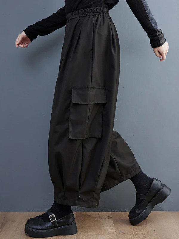 Loose Wide Leg Solid Color Casual Pants Bottoms - Image 4