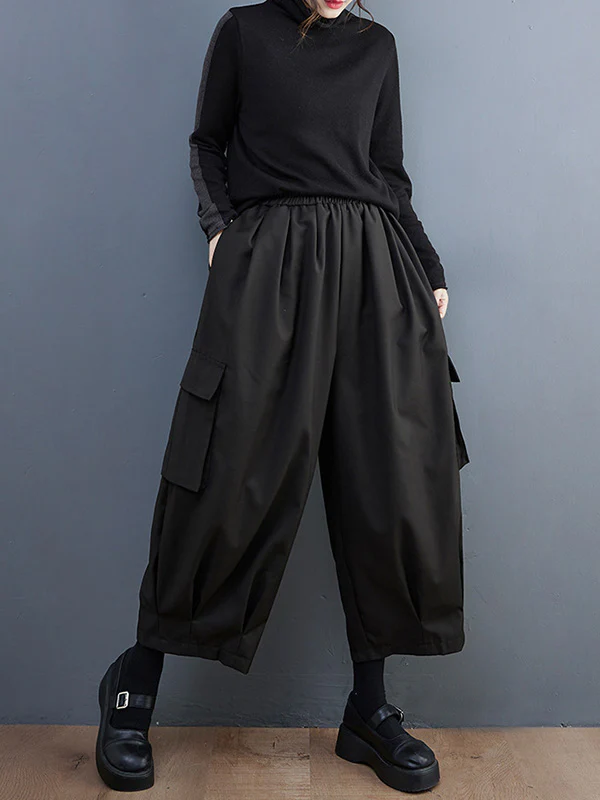Loose Wide Leg Solid Color Casual Pants Bottoms - Image 5
