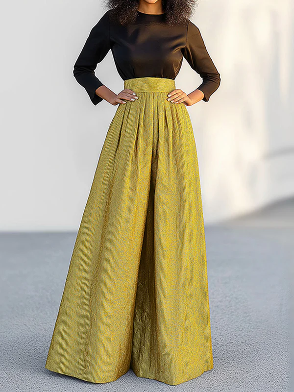 Loose Wide Leg Solid Color Casual Pants Bottoms Trousers - Image 2