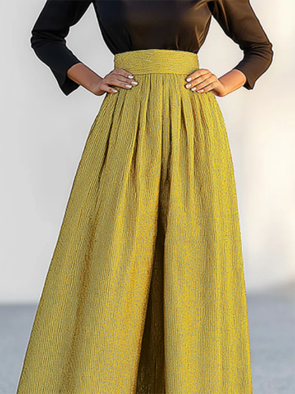 Loose Wide Leg Solid Color Casual Pants Bottoms Trousers - Image 3