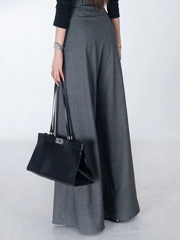 Loose Wide Leg Solid Color Casual Pants Bottoms Trousers - Image 4