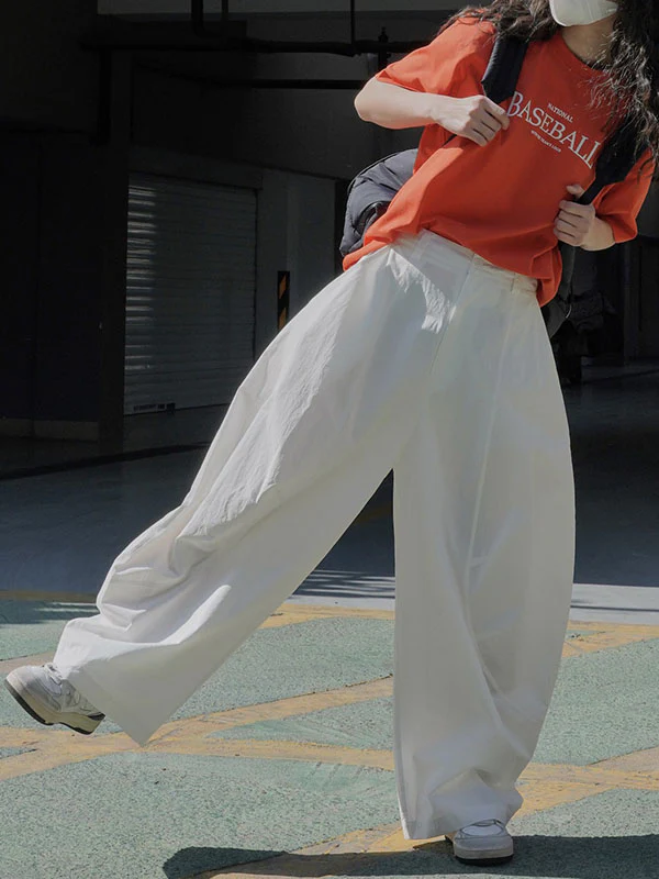 Loose Wide Leg Solid Color Split-Joint Casual Pants Bottoms Trousers - Image 10