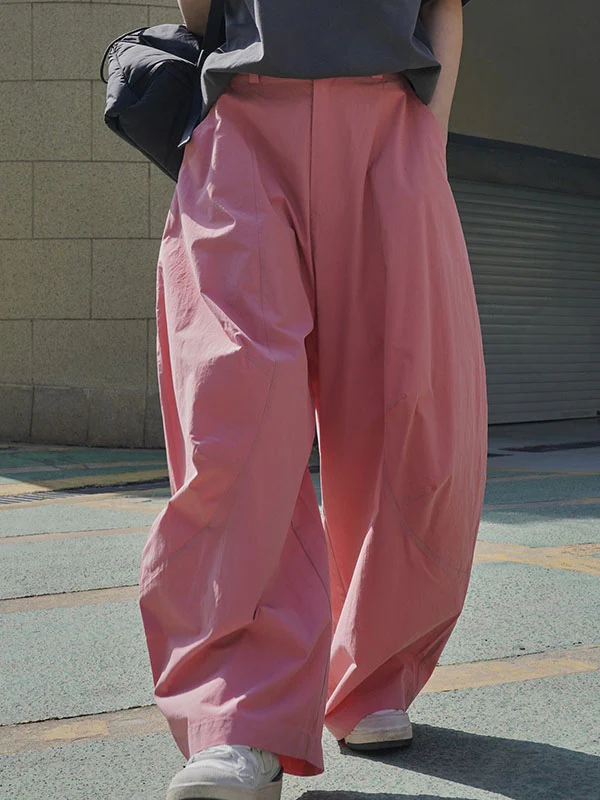 Loose Wide Leg Solid Color Split-Joint Casual Pants Bottoms Trousers - Image 12