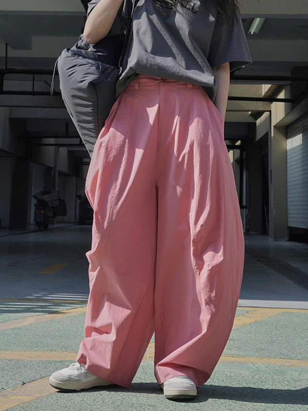 Loose Wide Leg Solid Color Split-Joint Casual Pants Bottoms Trousers - Image 13