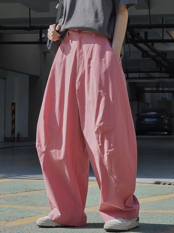Loose Wide Leg Solid Color Split-Joint Casual Pants Bottoms Trousers - Image 14