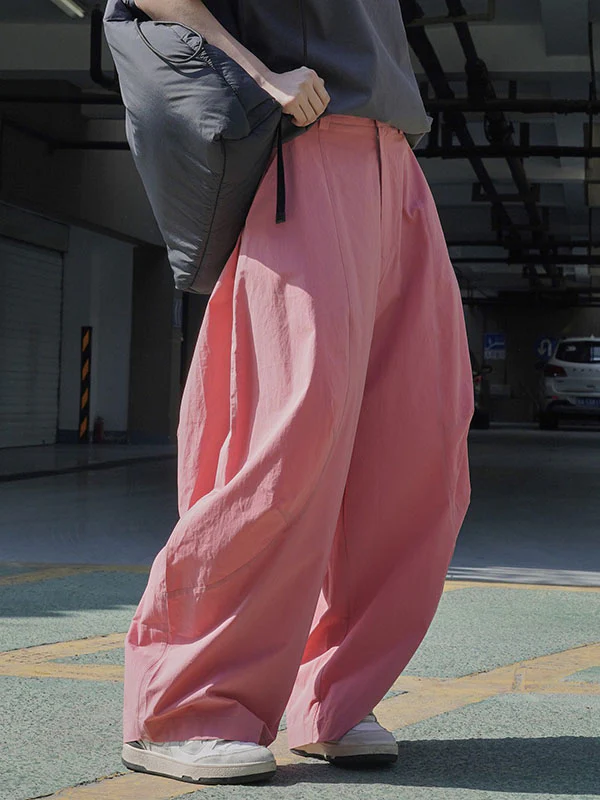Loose Wide Leg Solid Color Split-Joint Casual Pants Bottoms Trousers - Image 15