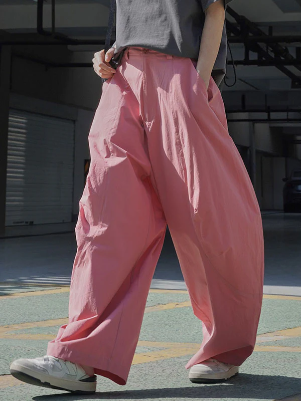Loose Wide Leg Solid Color Split-Joint Casual Pants Bottoms Trousers - Image 16