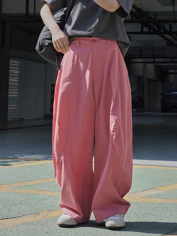 Loose Wide Leg Solid Color Split-Joint Casual Pants Bottoms Trousers - Image 2
