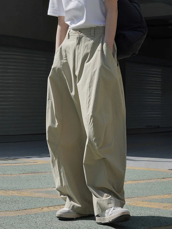 Loose Wide Leg Solid Color Split-Joint Casual Pants Bottoms Trousers - Image 23