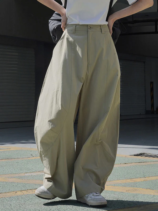Loose Wide Leg Solid Color Split-Joint Casual Pants Bottoms Trousers - Image 24