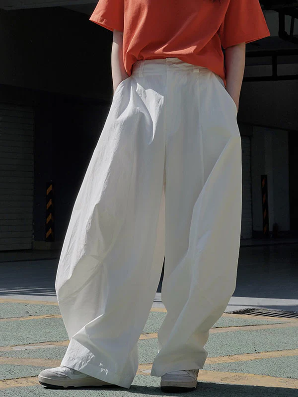 Loose Wide Leg Solid Color Split-Joint Casual Pants Bottoms Trousers - Image 3