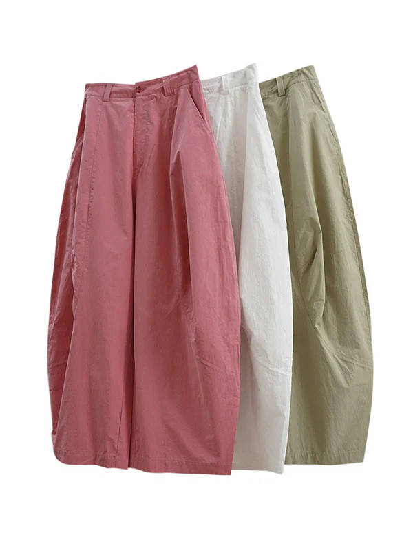 Loose Wide Leg Solid Color Split-Joint Casual Pants Bottoms Trousers - Image 32
