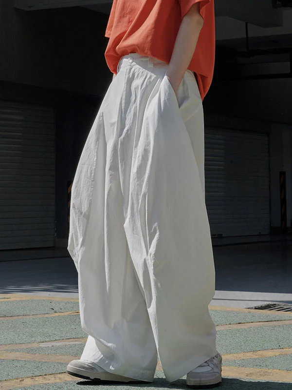 Loose Wide Leg Solid Color Split-Joint Casual Pants Bottoms Trousers - Image 4