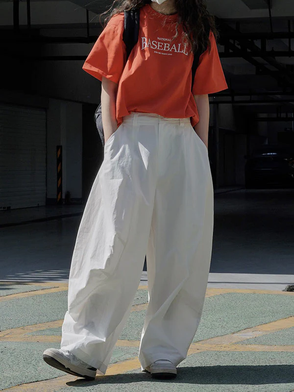 Loose Wide Leg Solid Color Split-Joint Casual Pants Bottoms Trousers - Image 7