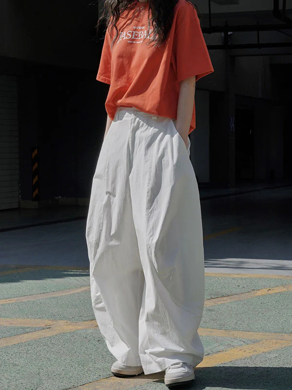Loose Wide Leg Solid Color Split-Joint Casual Pants Bottoms Trousers - Image 8