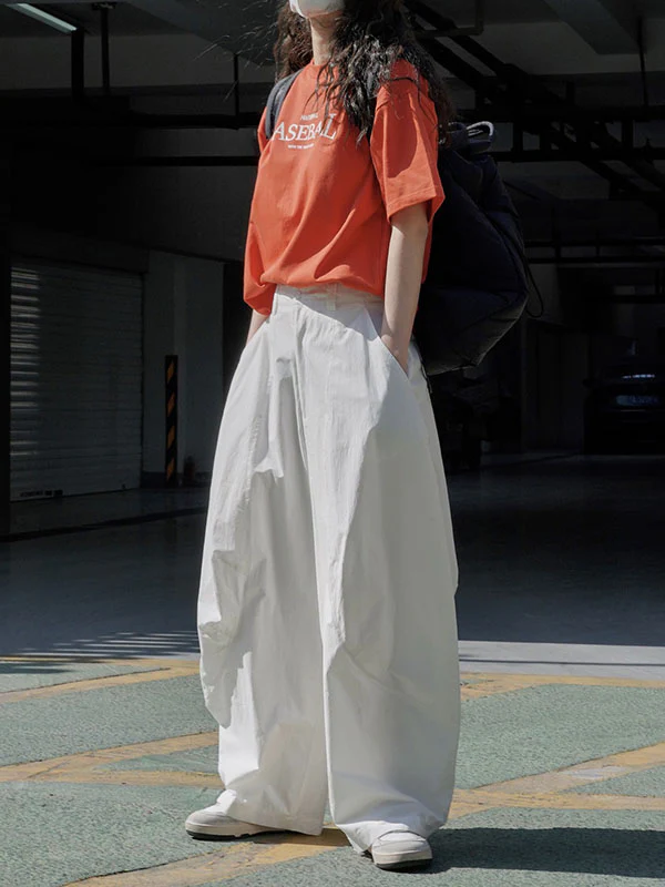 Loose Wide Leg Solid Color Split-Joint Casual Pants Bottoms Trousers - Image 9