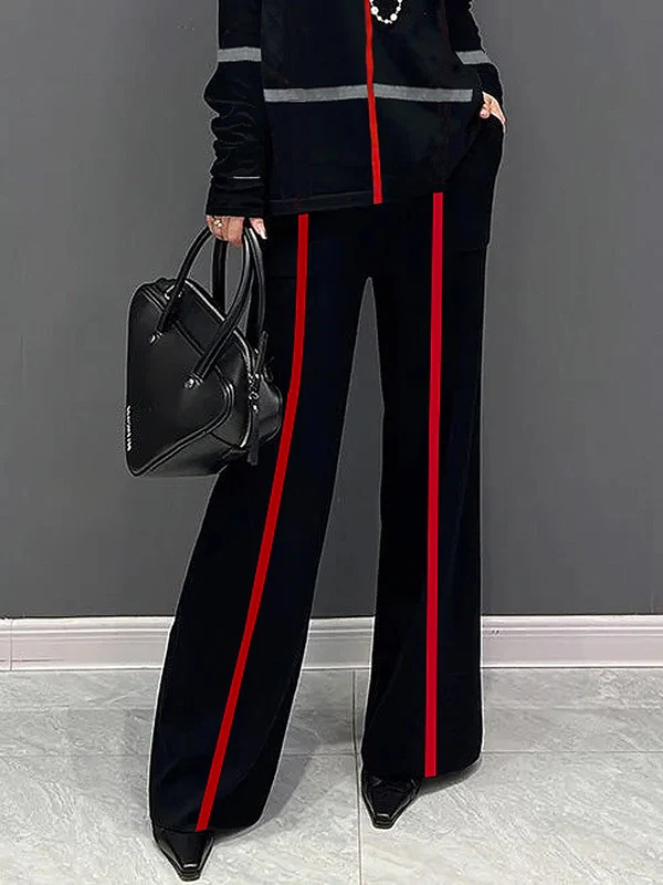 Loose Wide Leg Striped Casual Pants Bottoms Trousers - Image 4