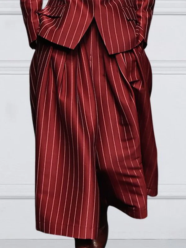 Loose Wide Leg Striped Casual Pants Bottoms Trousers - Image 3