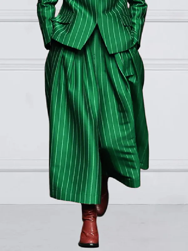 Loose Wide Leg Striped Casual Pants Bottoms Trousers - Image 4