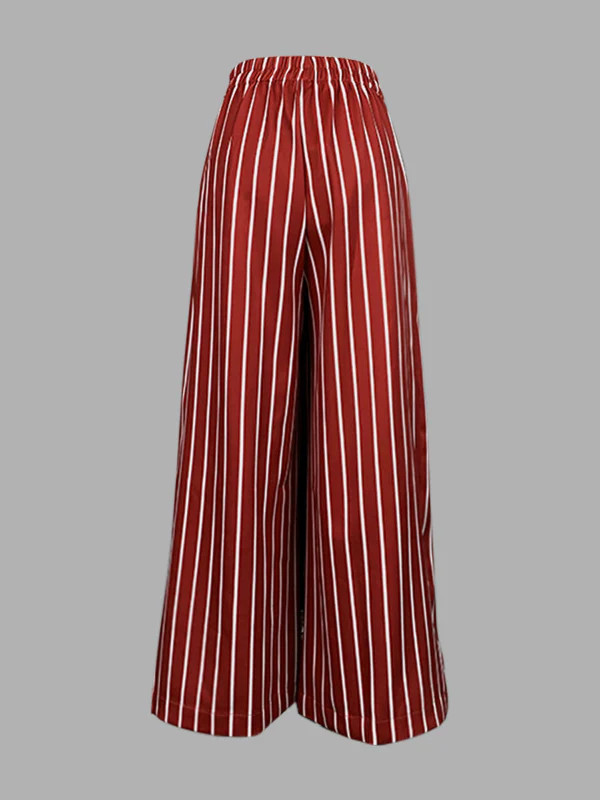 Loose Wide Leg Striped Casual Pants Bottoms Trousers - Image 2