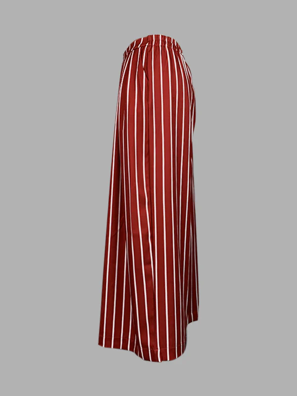 Loose Wide Leg Striped Casual Pants Bottoms Trousers - Image 3