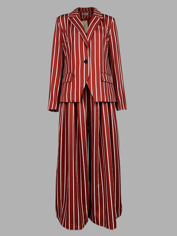 Loose Wide Leg Striped Casual Pants Bottoms Trousers - Image 4