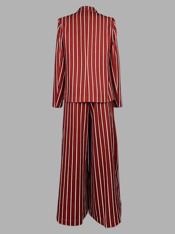 Loose Wide Leg Striped Casual Pants Bottoms Trousers - Image 5