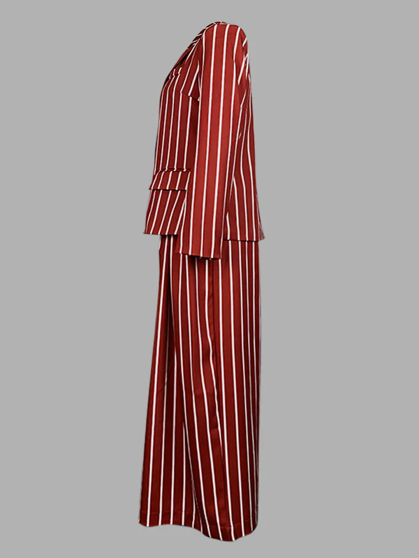 Loose Wide Leg Striped Casual Pants Bottoms Trousers - Image 6