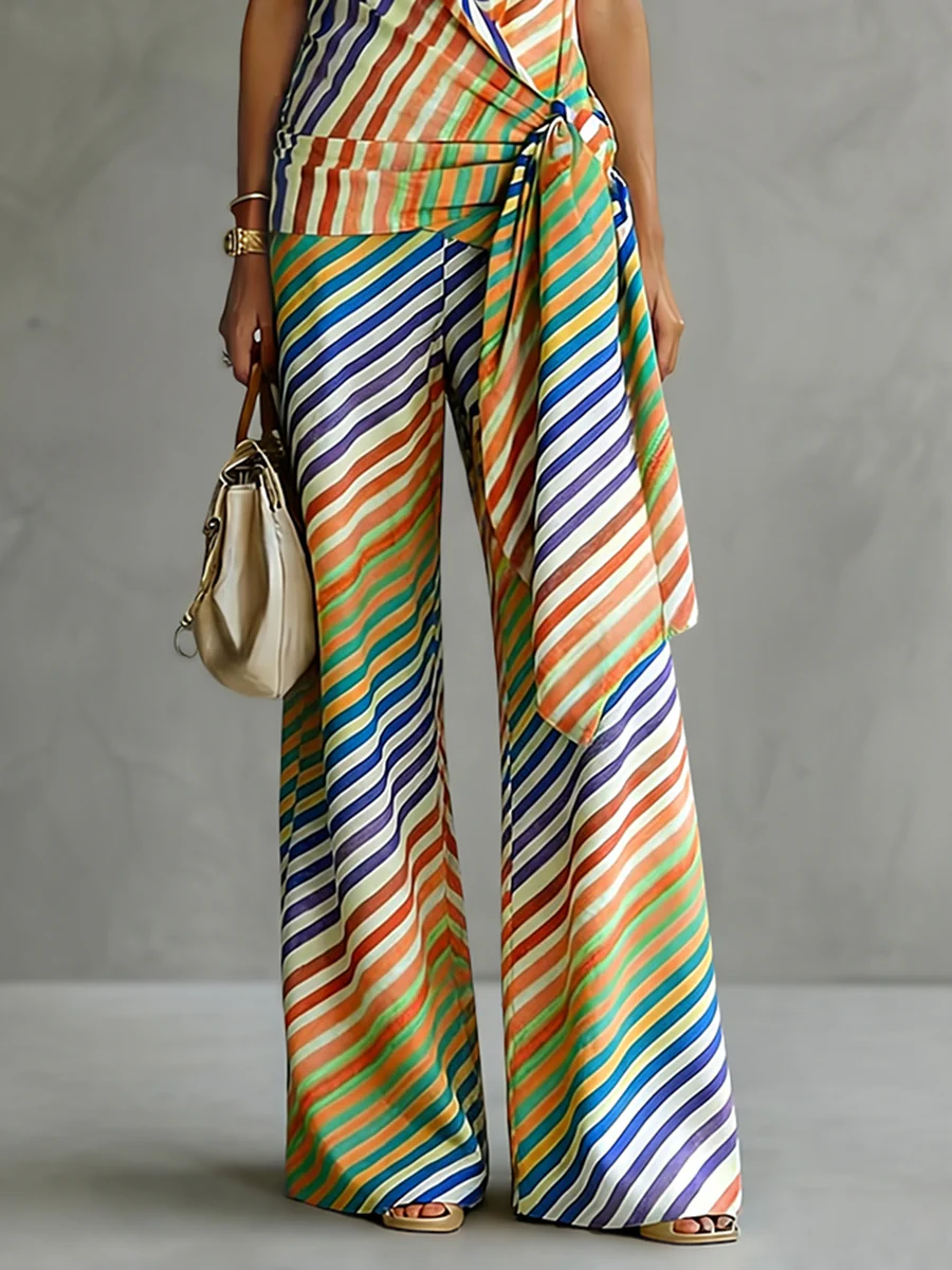 Loose Wide Leg Striped Pants Trousers
