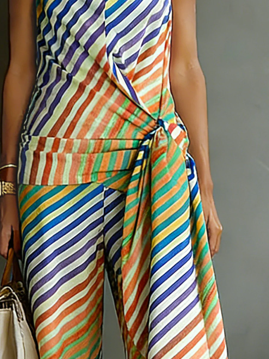 Loose Wide Leg Striped Pants Trousers - Image 3