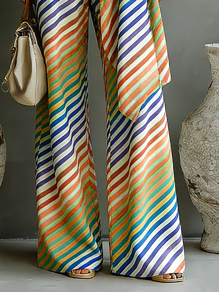 Loose Wide Leg Striped Pants Trousers - Image 4