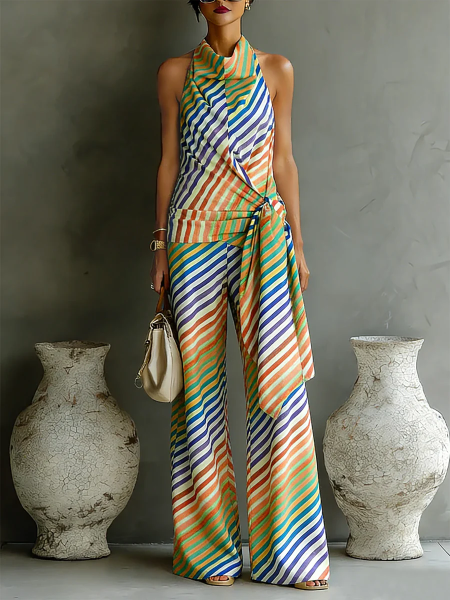 Loose Wide Leg Striped Pants Trousers - Image 5