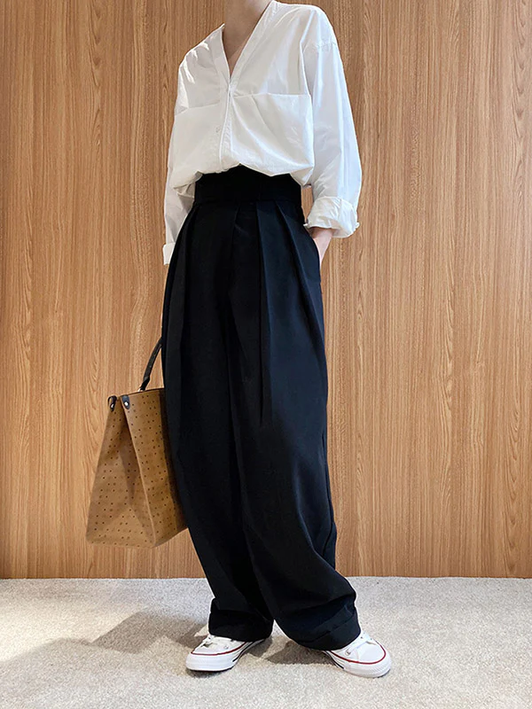 Loose Wide-Leg Velcro Suit Pants - Image 2