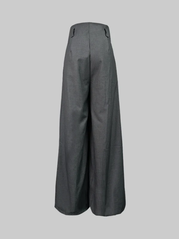 Loose Wide Pants High-Waisted Pleated Split-Front Pants Trousers - Image 3