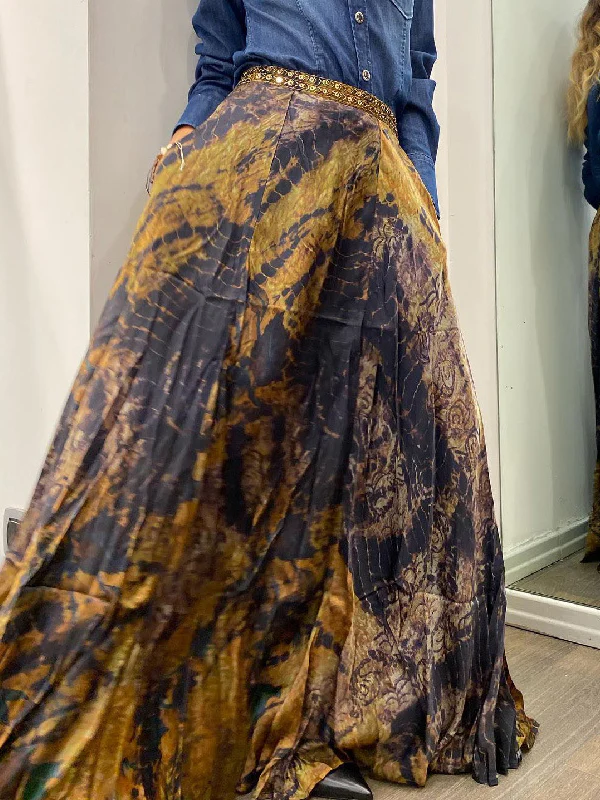 Loose Wrap Contrast Color Flower Print Skirts Bottoms - Image 4