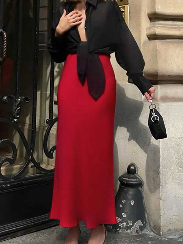 Mermaid Solid Color Zipper Skirts Bottoms - Image 4