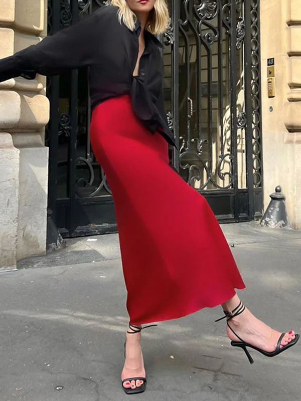 Mermaid Solid Color Zipper Skirts Bottoms - Image 5