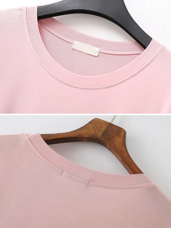 Modal Long Sleeve Split-Side Loose Pajamas Dress - Image 20