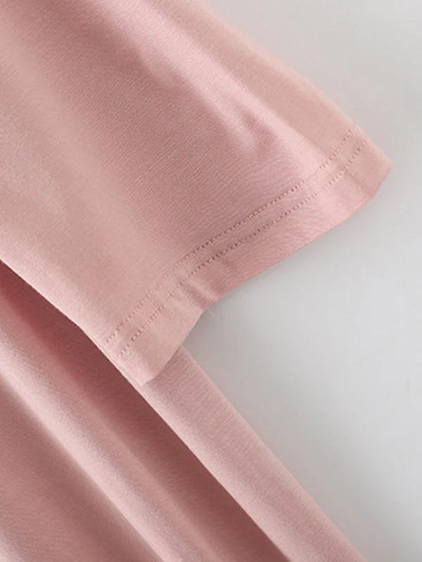Modal Long Sleeve Split-Side Loose Pajamas Dress - Image 21