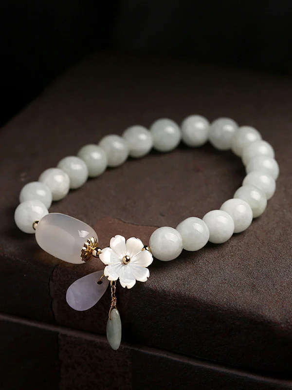 National Jade Beads&Flower Handmade Bracelet - Image 2