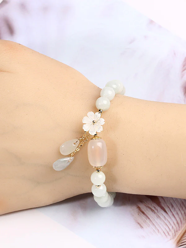 National Jade Beads&Flower Handmade Bracelet - Image 4