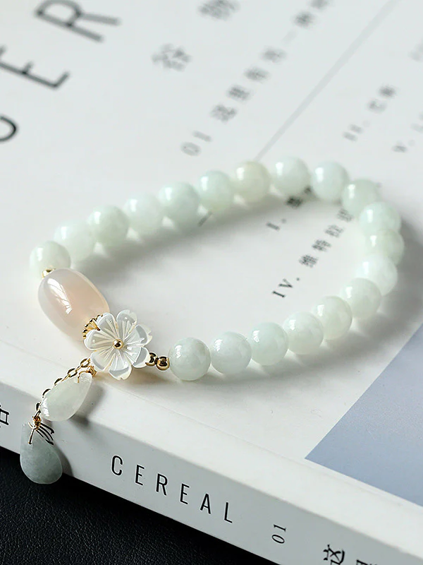 National Jade Beads&Flower Handmade Bracelet - Image 5