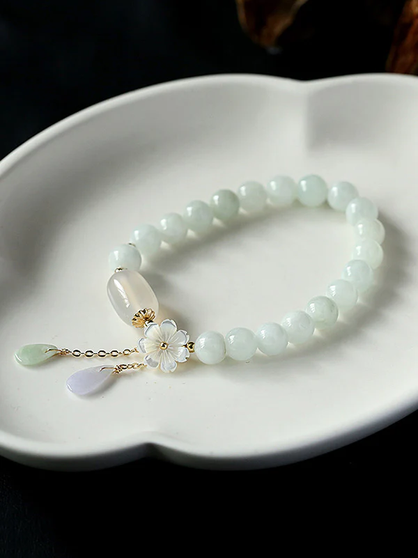 National Jade Beads&Flower Handmade Bracelet - Image 6