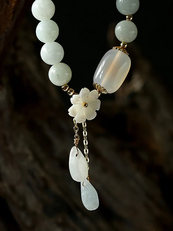 National Jade Beads&Flower Handmade Bracelet - Image 7